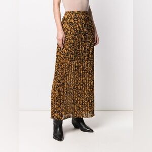 BA&SH pleated maxi skirt in yellow & black print